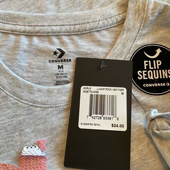 Converse Girls Sneaker Tshirt with Flip Sequins - Picture 6 of 8